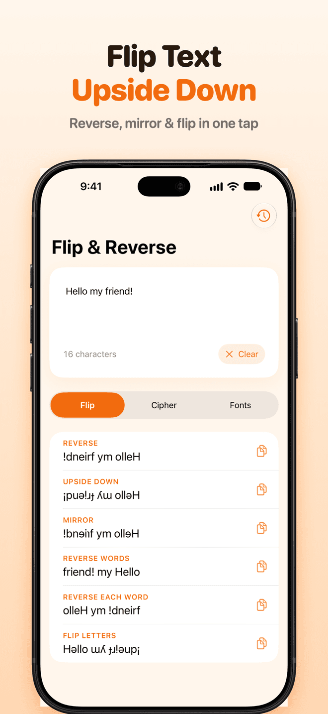 Flip text upside down