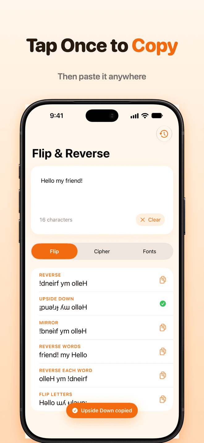 Tap once to copy