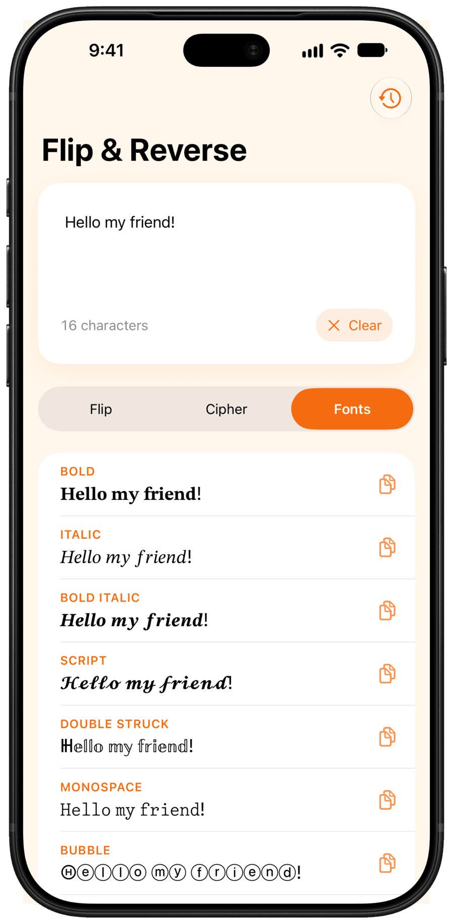 Fancy fonts in Flip & Reverse