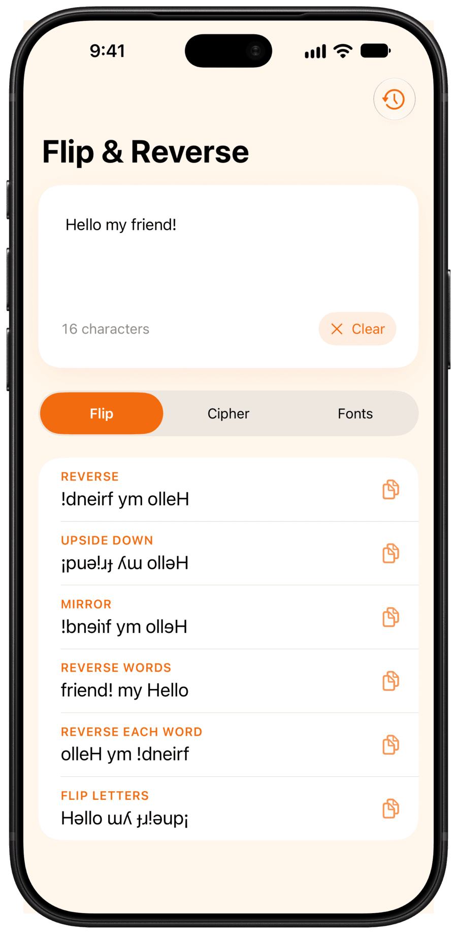 Flip & Reverse showing upside-down text